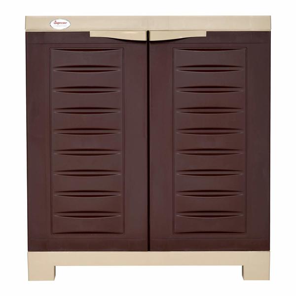 Buy Supreme Furniture Fusion 02 Waterproof with 2 Doors & Adjustable 3 Shelves Cupboard/Almirah/Cabinet Living Room and Kids(Medium Size, Globus Brown & Dark Beige)(Assembly:- DIY) on EMI