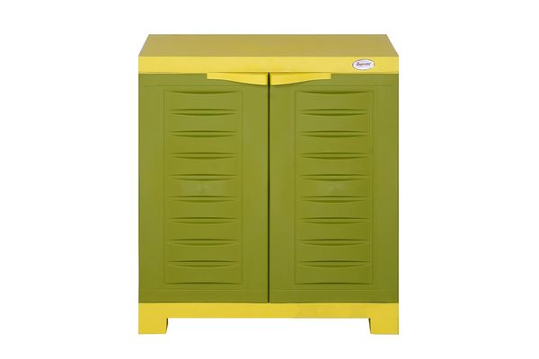 Buy Supreme Furniture Fusion SR 01(Shoe Rack) Waterproof Made by 100% Virgin Plastic with 2 Doors & Adjustable 3 Shelves for Home(Small Size, Mehandi Green/Lemon Yellow)(Do It Yourself) on EMI