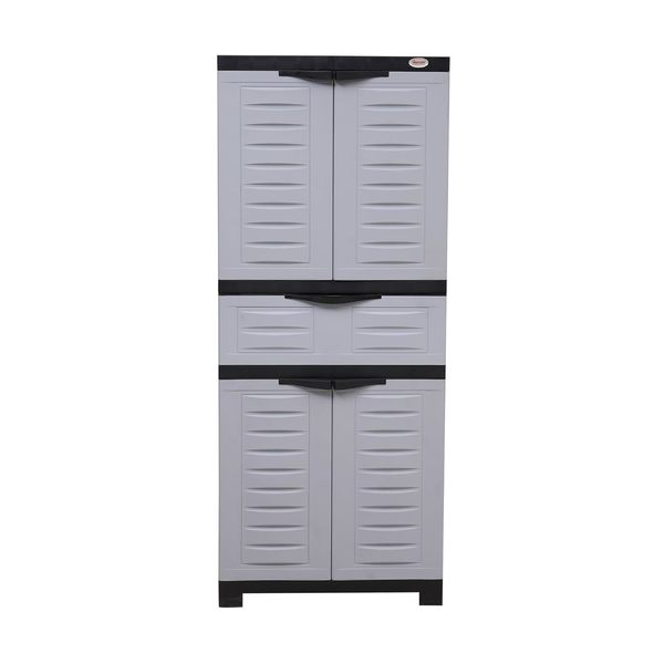 Buy Supreme Furniture Fusion 02 MDR-1 Multipurpose Almira with 1 Drawer Plastic Cupboard/Cabinet for Home & Kids(Full Size,CHARCOALGREY/SKYGREY(DIY) on EMI