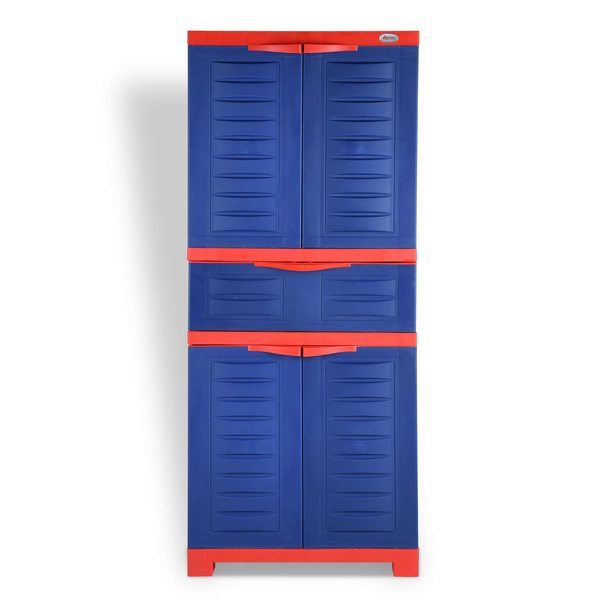 Buy Supreme Furniture Fusion 2 MDR 01 Waterproof with Cabinets & 1 Drawer Cupboard/Almirah for Home, Living Room and Kids (Full Size, Coke Red/Blue)(Assembly:-DIY) on EMI