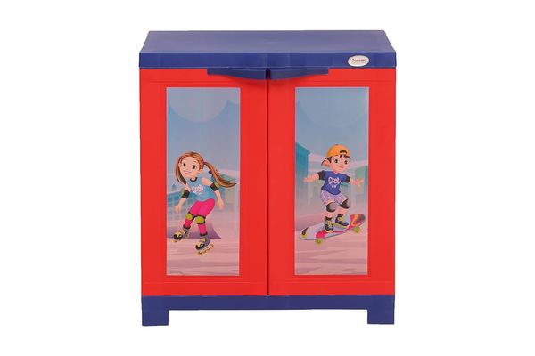 Buy Supreme Furniture Fusion Kidz Junior Waterproof with 2 Doors & 1 Shelf Made by 100% Virgin Plastic Cupboard/Home, Living Room and Kids (Small Size, C.RED/P.Blue) (DIY) on EMI