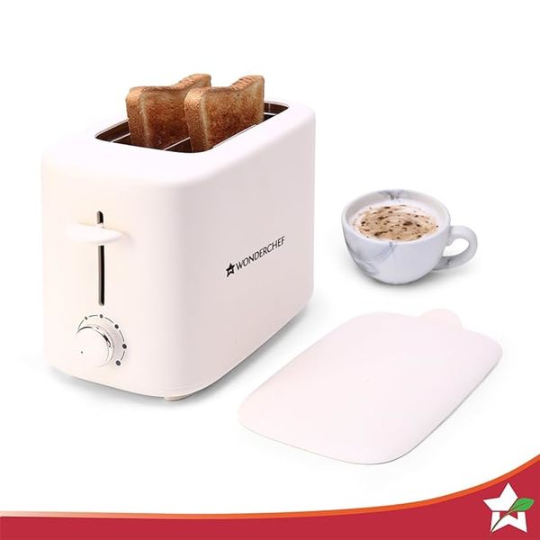 Buy Wonderchef Bellagio 2-Slice Pop-up Toaster with Lid Cover | 800 Watt | 2 Bread Slice | 7- Level Browning Controls|Wide Bread Slots| Auto Shut Off | Easy to Clean| White| 2 Year Warranty on EMI