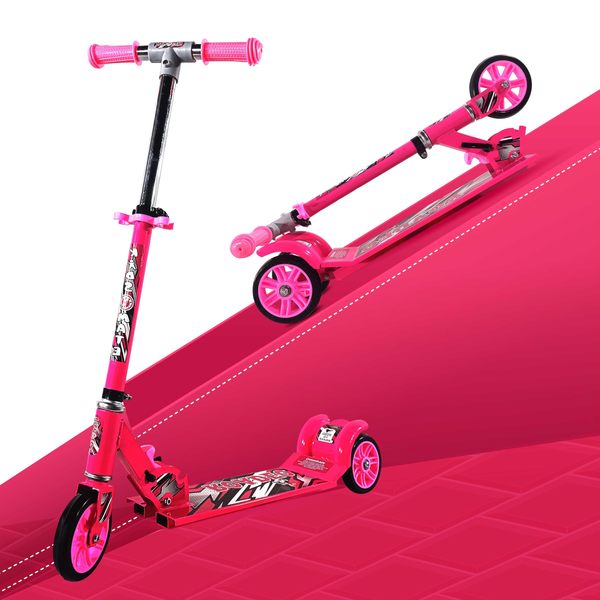 Buy Kidsmate Roadeo Metal Kick Scooter for Kids| Foldable & Attractive| 4 Adjustable Height | Kids Scooter  (Pink, Pack of 1) on EMI