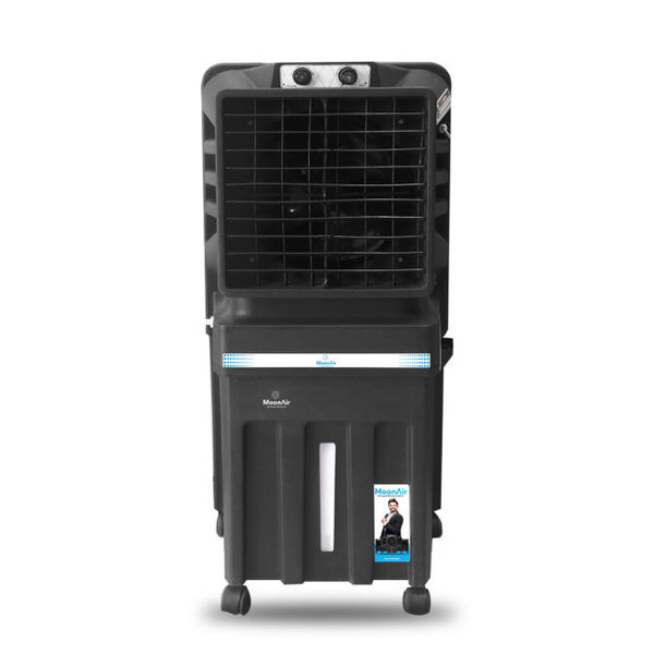 Buy MoonAir Plastic Cyclone 70 L Personal Air Cooler For Home, Hi-Efficiency For Powerful With Auto Swing, 4-Way Air Deflection And Powerful Air Throw With High-Density Honeycomb Pads (Premium Black) on EMI