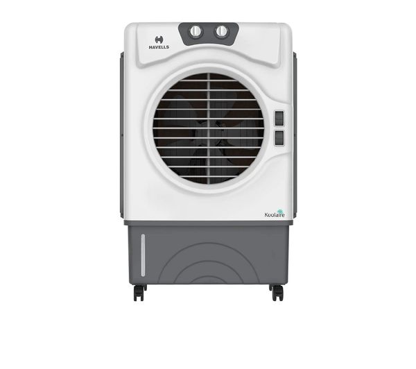 Buy Havells Heavy Duty Air Cooler 51 Litres | 5 Leaf Aluminium Blade | 3 Speed Settings | Powerful Air Delivery : 3200 | Odour Free 3 Side Honeycomb Pads | Koolaire 2 Knobs (White/Grey) on EMI