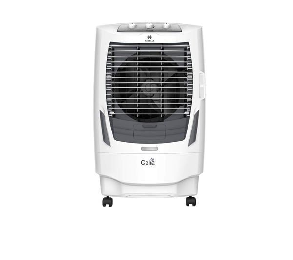 Buy Havells Heavy Duty Air Cooler 55 Litres | Ice Chamber | Collapsible Louvers | 4 Leaf Metal Blade | Powerful Air Delivery : 3500 CMH | Odour Free 3 Side Honeycomb Pads | Celia BS-HC2 (White/Grey) on EMI