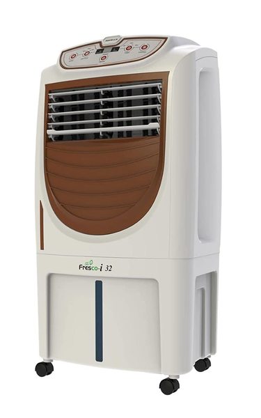 Buy Havells Heavy Duty Personal Air Cooler 32 Litres | Powerful Air Delivery | Odour Free Honeycomb Pads | Auto Drain, Humidity Control, Dust Filter Net, Overload Protection | Fresco-i (White/Brown) on EMI