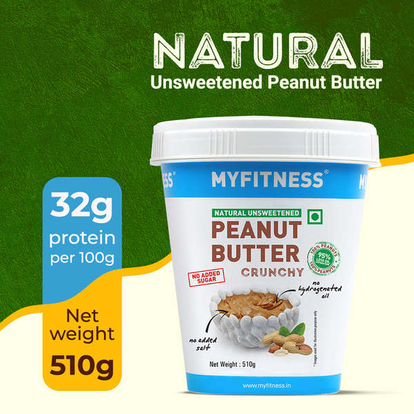 Buy MyFitness Natural Peanut Butter (Crunchy, 510 grams) on EMI