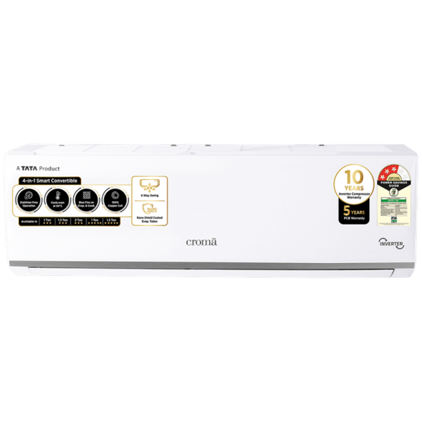 Buy Croma 4 in 1 Convertible 1 Ton 3 Star Inverter Split AC with Dust Filter (2024 Model, Copper Condenser) on EMI