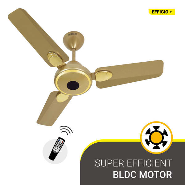 Buy Atomberg Efficio+ 900 mm BLDC Motor 3 Blade Ceiling Fan with Remote Control and Dust Resistant Coating (Metallic Gold, Pack of 1) on EMI
