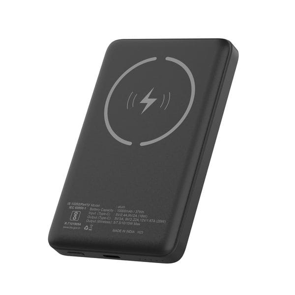 Buy Stuffcool Alum 10000mAh Made in India Aluminium Metallic Magnetic Wireless Powerbank for iPhone 12/13/14/15 Series (Black) on EMI