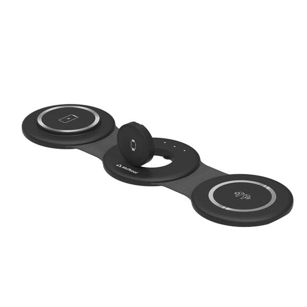 Buy Stuffcool Stack 3 in 1 Foldable Magnetic Wireless Charging Station with 18W QC.30 Wall Adapter Included (STACKBLK) on EMI