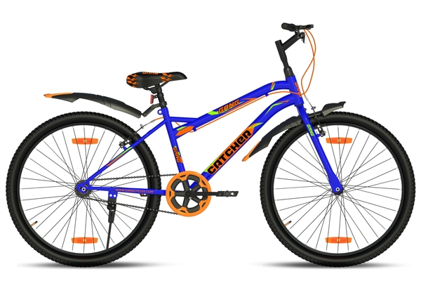 Buy GANG CATCHER UG Non-Suspension V-Brake 26T (Frame : 15 Inches) Single Speed Mountain Cycle (Dark Blue, Orange) on EMI
