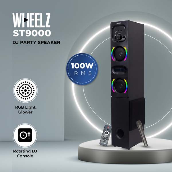 Buy Gizmore St9000 100W Dj Tower Speaker | Digital Led Display & Rgb Lights | Wireless Mic | Volume & Bass Control | Karaoke And Party Speaker With Multiple Connectivity on EMI