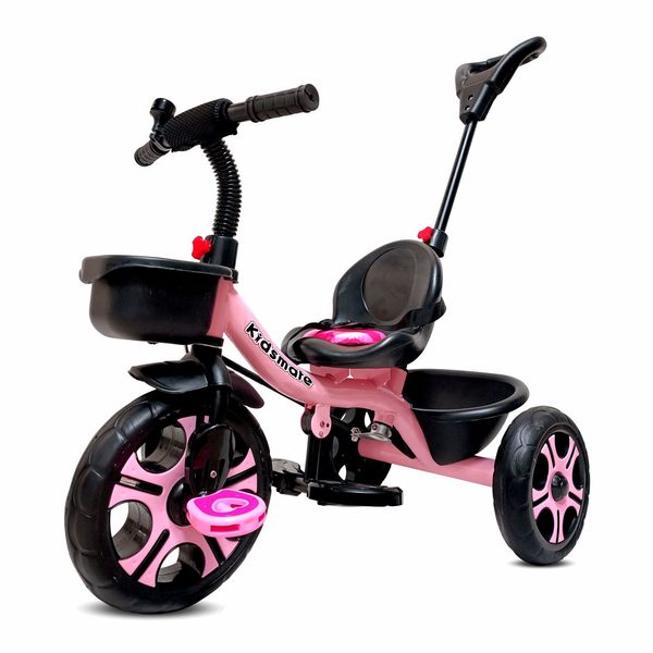 Buy Kidsmate Junior Plug N Play Kids/Baby Tricycle with Parental Control, Storage Basket, Cushion Seat and Seat Belt for 12 Months to 48 Months Boys/Girls/Carrying Capacity Upto 30 Kgs (Pink) on EMI