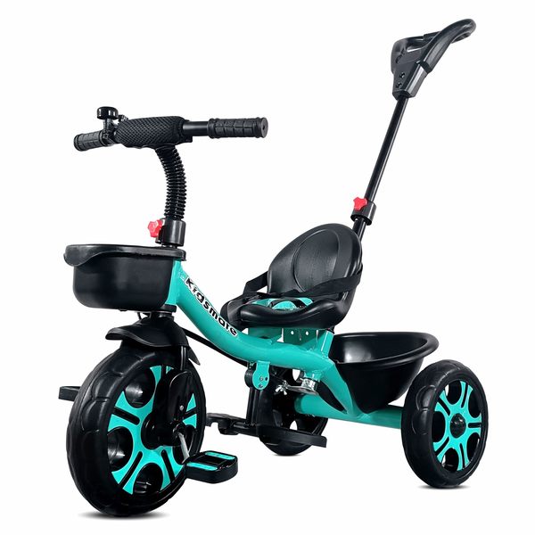 Buy Kidsmate Junior Plug N Play Kids/Baby Tricycle with Parental Control, Storage Basket, Cushion Seat and Seat Belt for 12 Months to 48 Months Boys/Girls/Carrying Capacity Upto 30 Kgs (Sea Green) on EMI