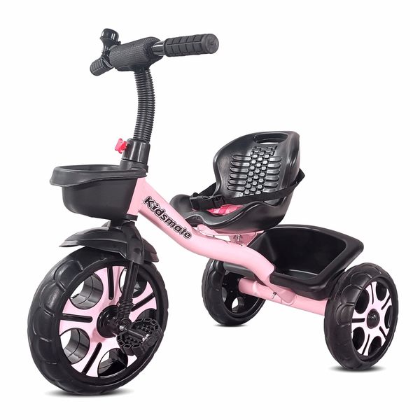 Buy Kidsmate Ninja Plug N Play Durable Kids/Baby Tricycle, Safe & Secure, Storage Basket, Cushion Seat and Seat Belt for 12 Months to 48 Months Boys/Girls/Carrying Capacity Upto 30 Kgs (Pink) on EMI