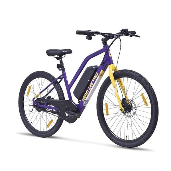 Buy Hero Lectro H4 26T Single Speed Electric Cycle for Men | 250W Motor | 36V/2A (Li-ion) 7.8Ah Battery | Speed Upto 25 Kmph | Range Upto 40 KM/Charge (Purple) on EMI