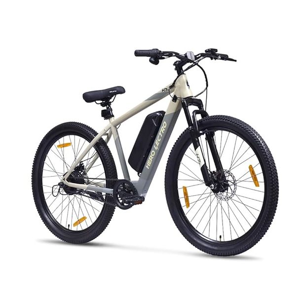 Buy Hero Lectro H7+ 27.5T Single Speed Electric Cycle for Men | 250W Motor | 36V/2A (Li-ion) 7.8Ah Battery | Speed Upto 25 Kmph | Range Upto 40 KM/Charge (Grey) on EMI