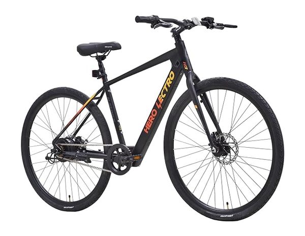 Buy Hero Lectro H3 700C Single Speed Electric Cycle | 250W BLDC Motor | 36V/2A (Li-ion) 5.8Ah Battery | Speed Upto 25 Kmph | Range Upto 30 KM/Charge (Black Red) on EMI