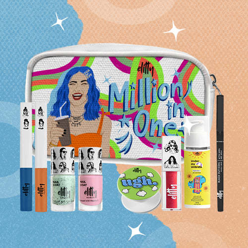 Buy Elitty Million in One Kit - Complete Makeup Kit for Teens (2 Nail Polishes| 2 Coloured Eyeliner| 1 Kajal 1 Lip Gloss| 1 Sunscreen) - Pack of 7, Makeup for Teenagers on EMI