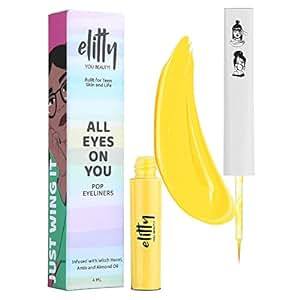 Buy Elitty Yellow Pop Colour Eyeliner, Matte Finish | Long Lasting, Water Proof, Smudge Proof | Amla and Almond oil enriched| Vegan & Cruelty Free, Easy Application, Liquid Eyeliner (Honeycomb) - 4ml Pack of 1 on EMI