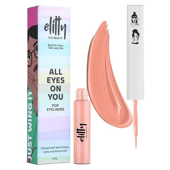 Buy Elitty Peach Pop Colour Eyeliner, Matte Finish | Long Lasting, Water Proof, Smudge Proof | Amla and Almond oil enriched| Vegan & Cruelty Free, Easy Application, Liquid Eyeliner (Fading Love) - 4ml Pack of 1 on EMI