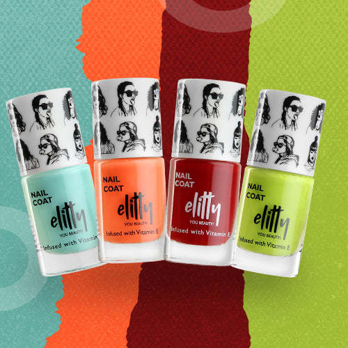 Buy Elitty Mad Over Quick Drying, Chip Resistant, Long Lasting Slaying Nail Paint Combo with - 12 Toxin Free Formula, Infused with Witch Hazel & Vit E, Vegan & Cruelty Free Nail Polish For Teenagers Pack of 4 on EMI