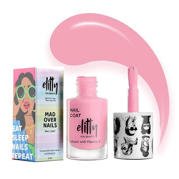 Buy Elitty Mad Over Nail Paint, Long Lasting Nail Coat, 12 Toxin Free N, Infused with Witch Hazel, Vit E, Vegan & Cruelty Free, Glossy - Self Starter (Pink), 6 ML on EMI