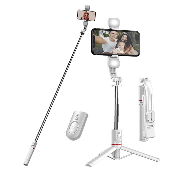 Buy Portronics Lumistick Smart Selfie Stick with 360 Degree Rotation, Bluetooth v5.3, 1160mm Extension Rod, 3 Light Modes for iPhone/Mi/OnePlus/Samsung/Oppo/Vivo and All Phones(White) on EMI