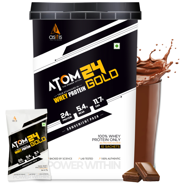 Buy AS-IT-IS ATOM 24 Gold Whey Protein 31g - 10 Sachets on EMI