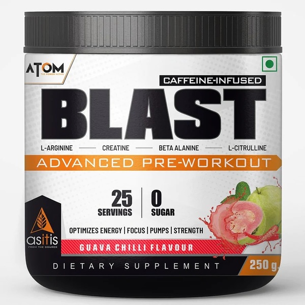 Buy AS-IT-IS ATOM Blast Advanced Pre-workout 250gms | Guava Chilli flavour on EMI