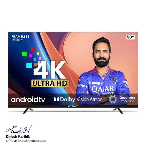 Buy Foxsky 127 cm (50 inches) 4K Ultra HD Smart Android LED TV 50FS-VS | Built-in Google Voice Assistant on EMI
