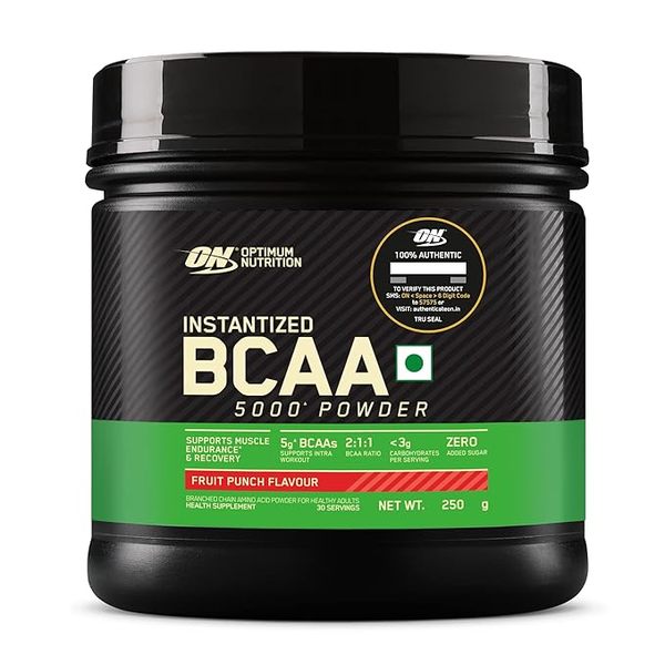 Buy Optimum Nutrition BCAA 250gm | 30 servings | Fruit Punch Flavour | Support Muscle | Recovery on EMI