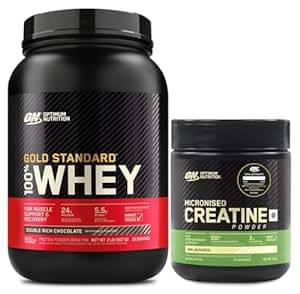 Buy Optimum Nutrition (ON) Gold Standard 100% Whey Protein Powder 2 lbs, 907 g (Double Rich Chocolate) & Optimum Nutrition (ON) Micronized Creatine Powder - 250 Gram, Unflavored. (Combo) on EMI