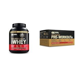 Buy Optimum Nutrition (ON) Gold Standard 100% Whey Protein Powder - 5 lb (+10% Extra), 2.5 kg - Double Rich Chocolate & Optimum Nutrition (ON) Gold Standard Pre-Workout- 142.5g/15 single serve packs (Fruit Punch Flavor), (Combo) on EMI