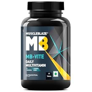 Buy MuscleBlaze MB-Vite Daily Multivitamin with 51 Ingredients & 6 Blends, Vitamins & Minerals, Prebiotic & Probiotics, Amino Acid Blends, for Energy, Stamina & Recovery, 60 Multivitamin Tablets on EMI