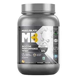 Buy MuscleBlaze Biozyme Performance Whey Protein | Clinically Tested 50% Higher Protein Absorption | Informed Choice UK, Labdoor USA Certified & US Patent Filed EAF (Magical Mango, 1 kg / 2.2 lb) on EMI