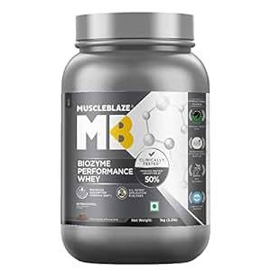 Buy MuscleBlaze Biozyme Performance Whey Protein (Rich Chocolate, 1 kg / 2.2 lb) | Clinically Tested 50% Higher Protein Absorption | Informed Choice UK, Labdoor USA Certified & US Patent Filed EAF on EMI