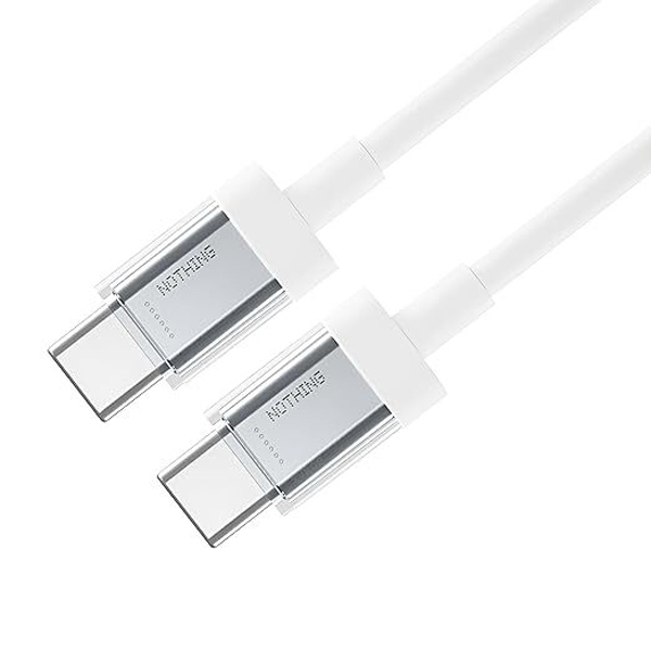 Buy Nothing Cable Type C to C 100cm for Phone 2/2A/1/Ear A/Cmf Buds/Galaxy S24 Ultra/S23/15 Pro Max 45W Fast USB C Charging Support Laptop/Tablet Charger Cord Sync Data Transfer USB-C to Type-C - (White) on EMI