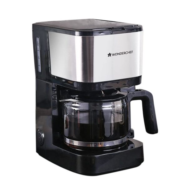 Buy Wonderchef Regalia Pronto Coffee Maker 600W |Coffee Brewer Machine for Home & Office|750ml Borosilicate Glass Carafe||6 Cups Coffee| Black & Silver|Keep Hot Plate |2 Year Warranty on EMI