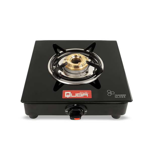 Buy QUBA 1 Burner Gas Stove Black Powder Coasted Glass Top 2 Year Warranty ISI Certified on EMI