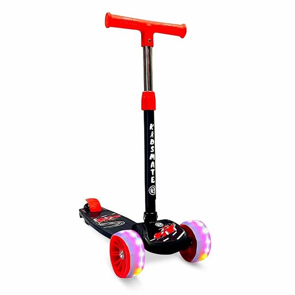 Buy Kidsmate Rider Pro Kick Scooter 3-Wheel Skating Scooter for Boys & Girls, Ages 6-12, with PU Light-Up LED Wheels, 5-Level Adjustable Height, and Easy Fold Design (Black) on EMI