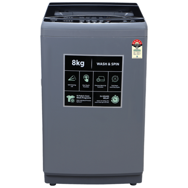 Buy Croma 8 kg 5 Star Fully Automatic Top Load Washing Machine (Pulsator Wash Technology, Inox Grey) on EMI