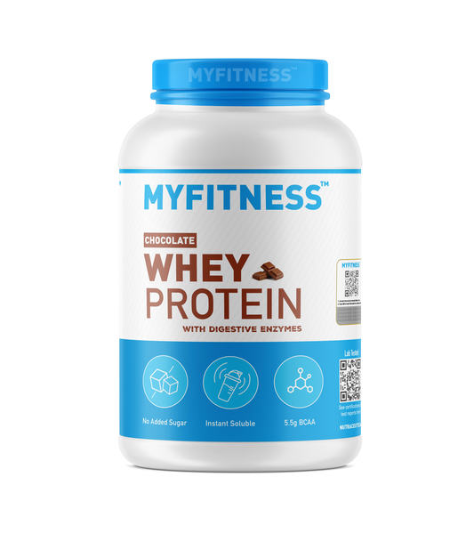 Buy MYFITNESS Chocolate Whey Protein, 907g (2lbs) | 25g Protein | Blend of Isolate & Concentrate with 57% Isolate as Primary Source | No Added Sugar | 5.5g BCAA | Digestive Enzymes for Enhanced Digestion on EMI