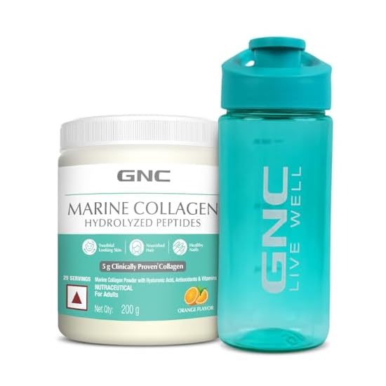 Buy GNC Marine Collagen |200 Gm | | For Radiant & Youthful Skin | Healthy Skin, Hair & Nails | Formulated In USA + Bottle on EMI