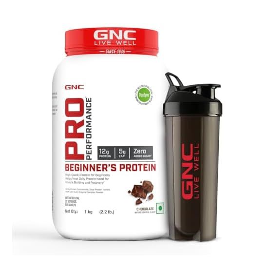 Buy GNC Pro Performance Beginner's Protein | 1KG || Chocolate | Imported + Black Plastic Shaker on EMI