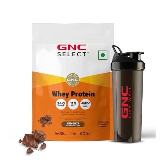 Buy GNC PP SELECT WHEY PROTEIN CHOCOLATE 1KG + Black Plastic Shaker on EMI