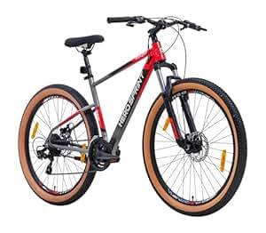 Buy Hero Enzo 27.5T Mountain Geared Bicycle for Mens | 21 Speed | Dual Color Combination | Frame:18 Inches | Ideal for Mens (Red-Grey) on EMI