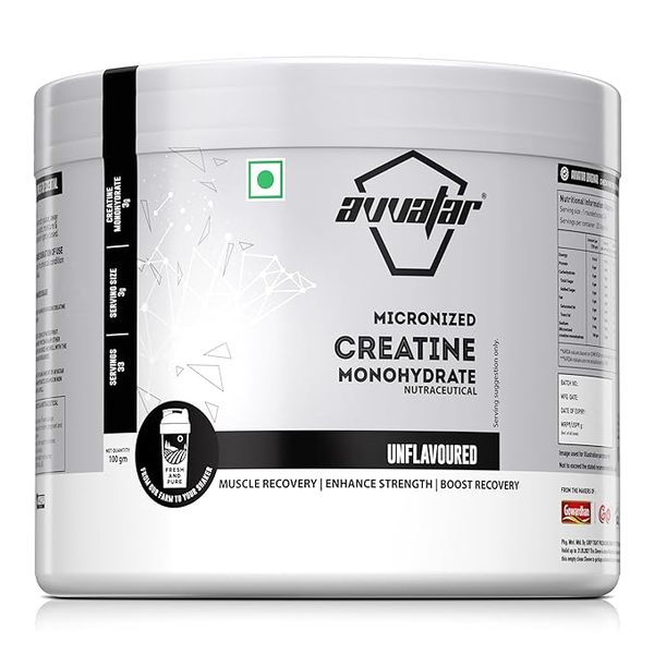 Buy Avvatar Micronized Creatine Monohydrate Powder (100G, 33 Servings) | Unflavoured | Muscle Recovery | Enhance Strength | Boost Recovery on EMI